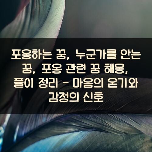 포옹하는 꿈, 누군가를 안는 꿈, 포옹 관련 꿈 해몽, 풀이 정리 - 마음의 온기와 감정의 신호