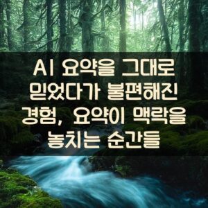 AI 요약을 그대로 믿었다가 불편해진 경험, 요약이 맥락을 놓치는 순간들 AI 요약을 그대로 믿었다가 불편해진 경험, 요약이 맥락을 놓치는 순간들